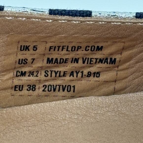 FitFlop Women Dahlia Metallic Stripe Espadrille Shoe Size 7 Slip On Blue Silver - Picture 5 of 6